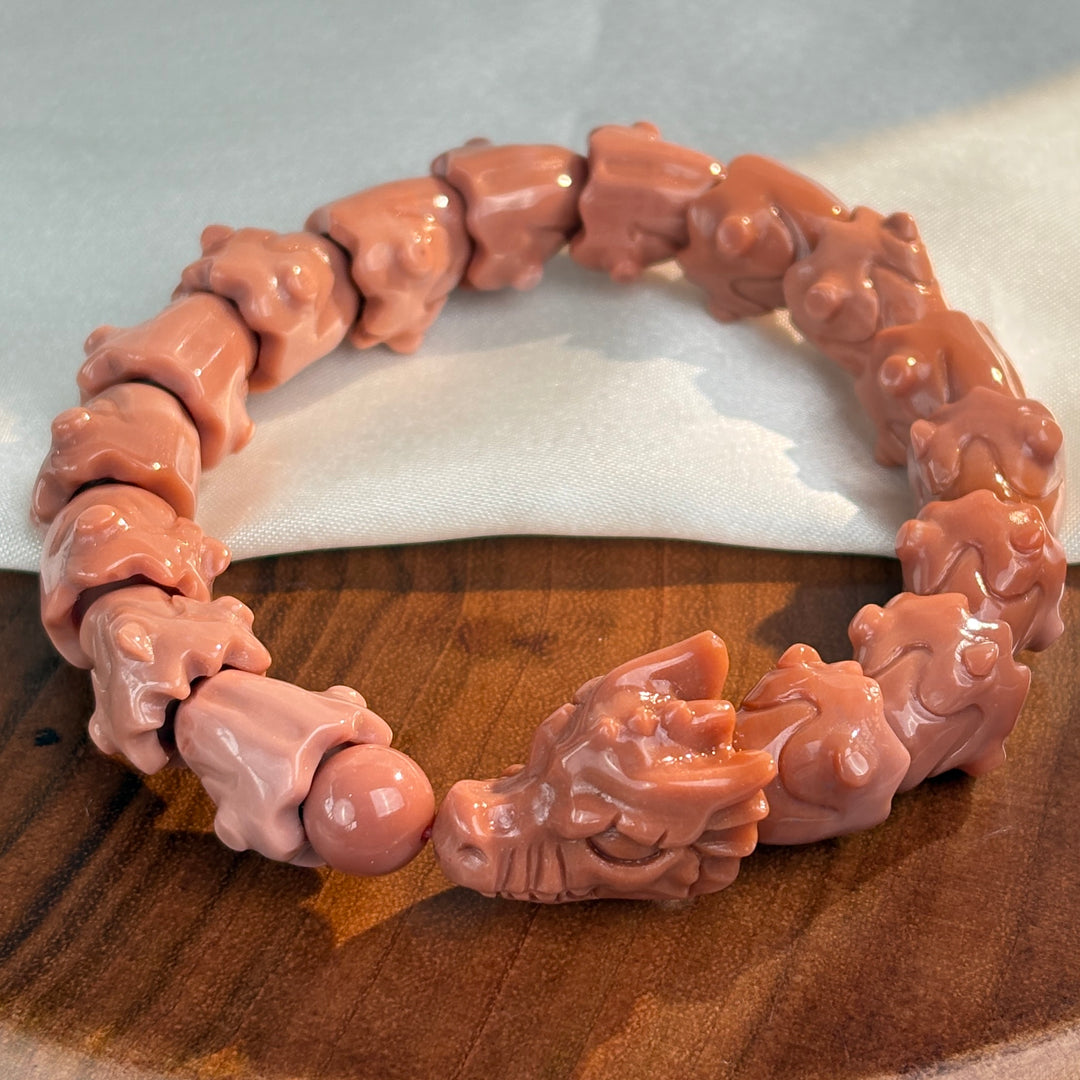 Alashan Agate Pink Dragon Bracelet 13.2-13.4mm