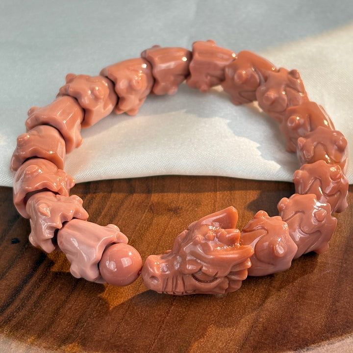 Alashan Agate Pink Dragon Bracelet 13.2-13.4mm