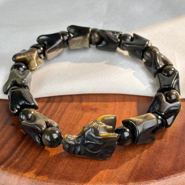 Golden Obsidian Dragon Head Bracelet 11.7-11.9mm