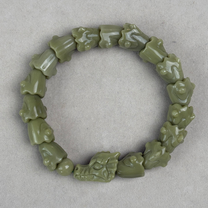 Alashan Agate Green Dragon Bracelet 12.9-13.5mm