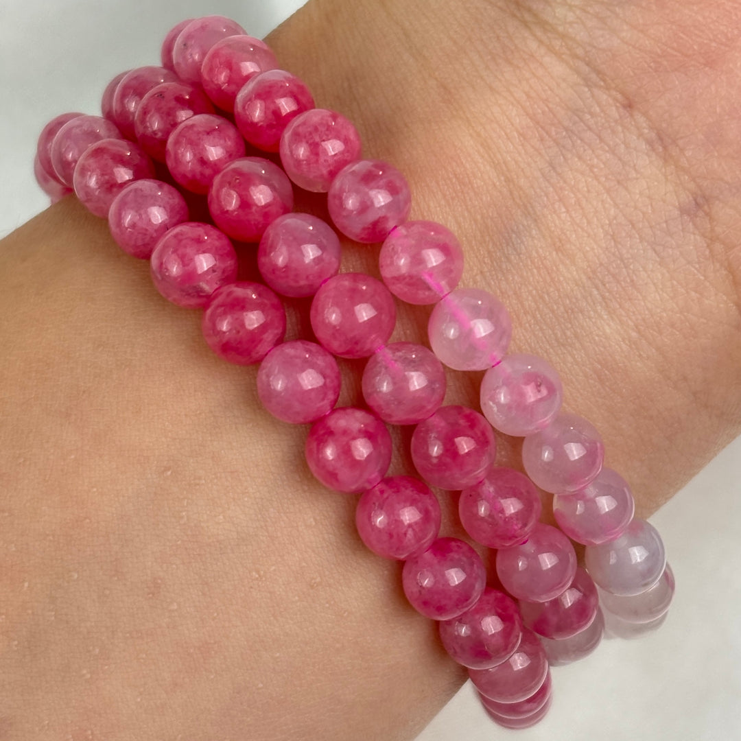 Rhodonite Triple Wrap Gradient Bracelet 6.2-6.3mm