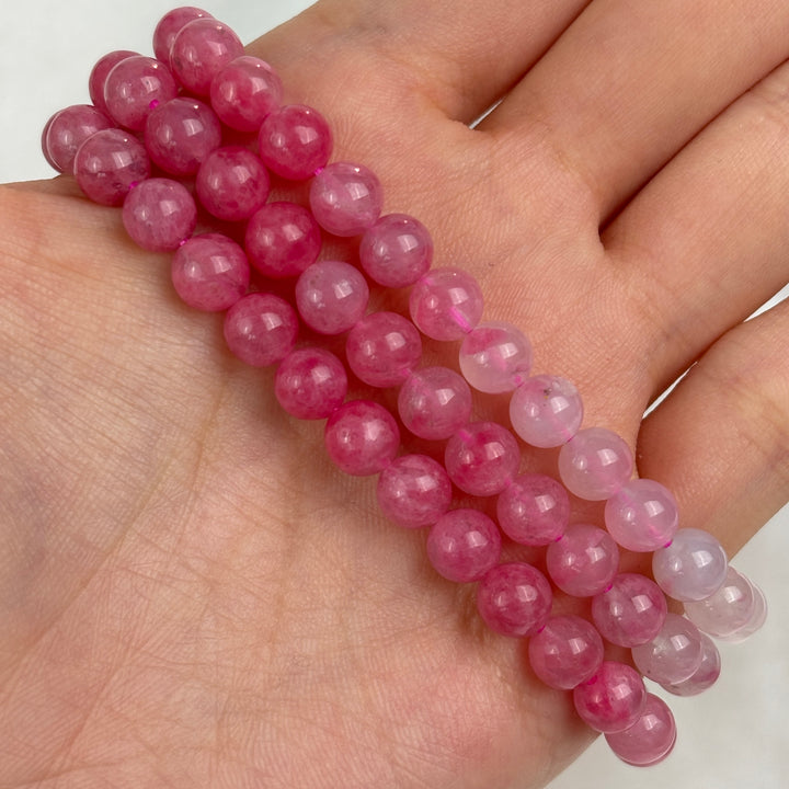 Rhodonite Triple Wrap Gradient Bracelet 6.2-6.3mm