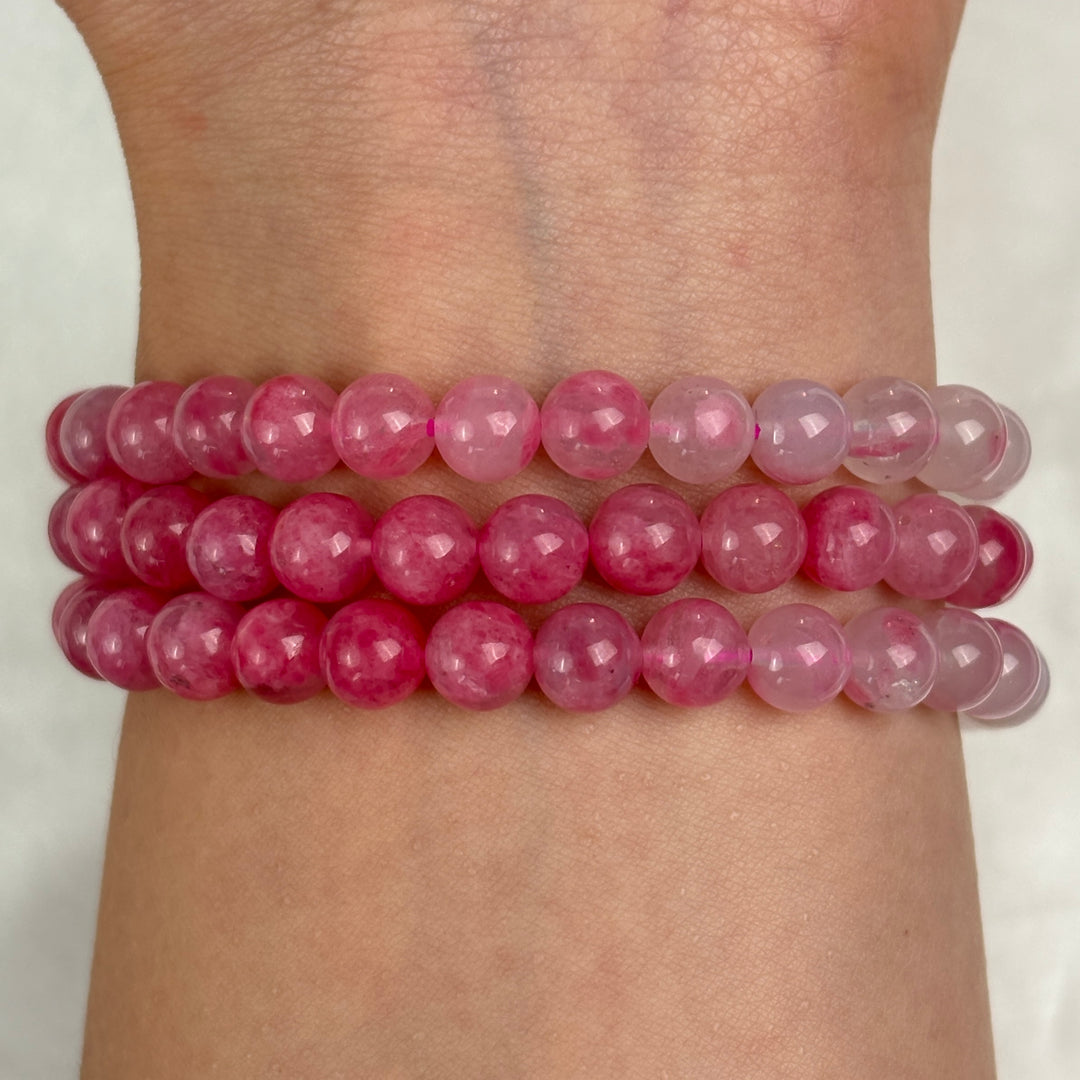 Rhodonite Triple Wrap Gradient Bracelet 6.2-6.3mm