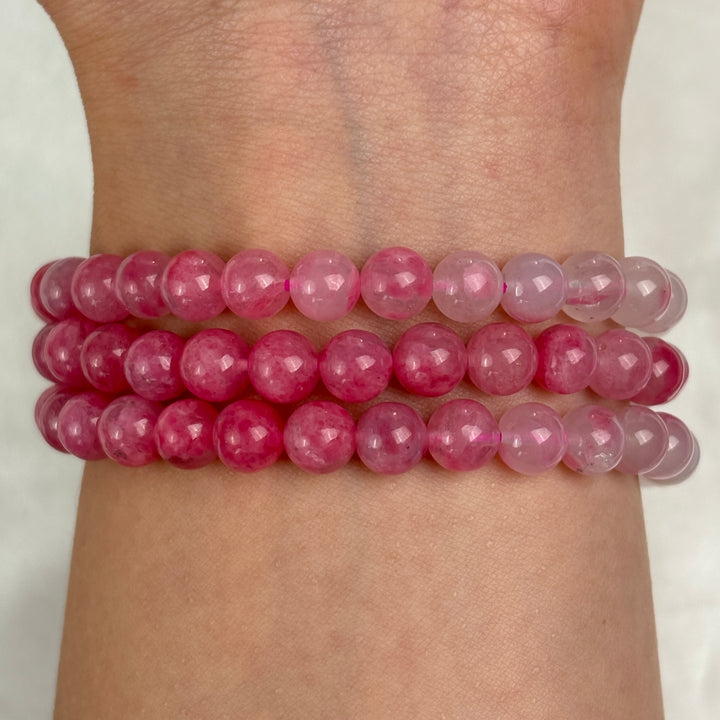 Rhodonite Triple Wrap Gradient Bracelet 6.2-6.3mm