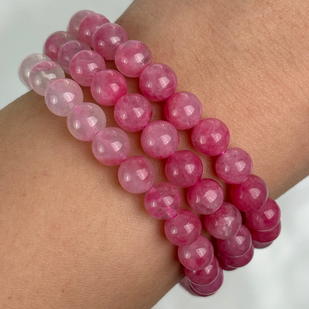 Rhodonite Triple Wrap Gradient Bracelet 6.2-6.3mm