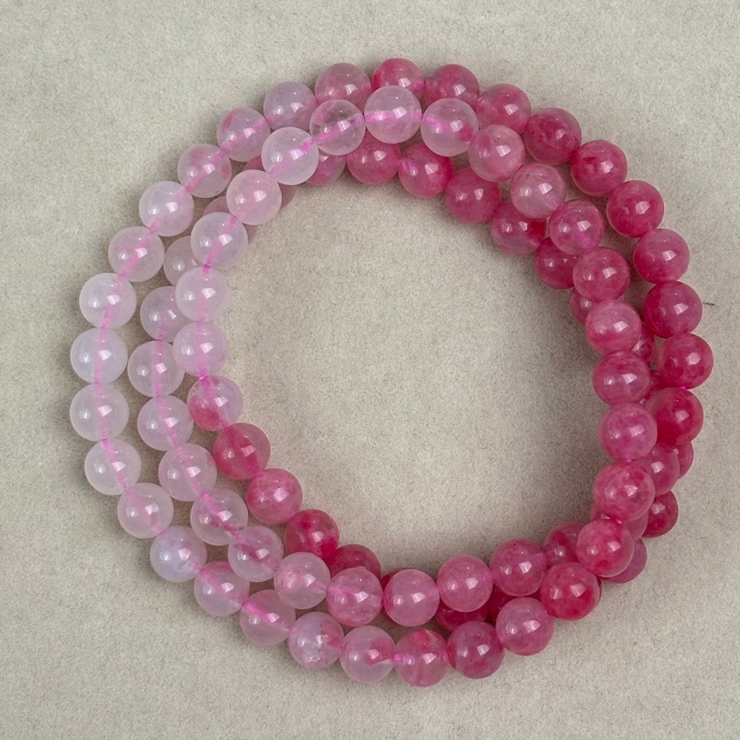Rhodonite Triple Wrap Gradient Bracelet 6.2-6.3mm