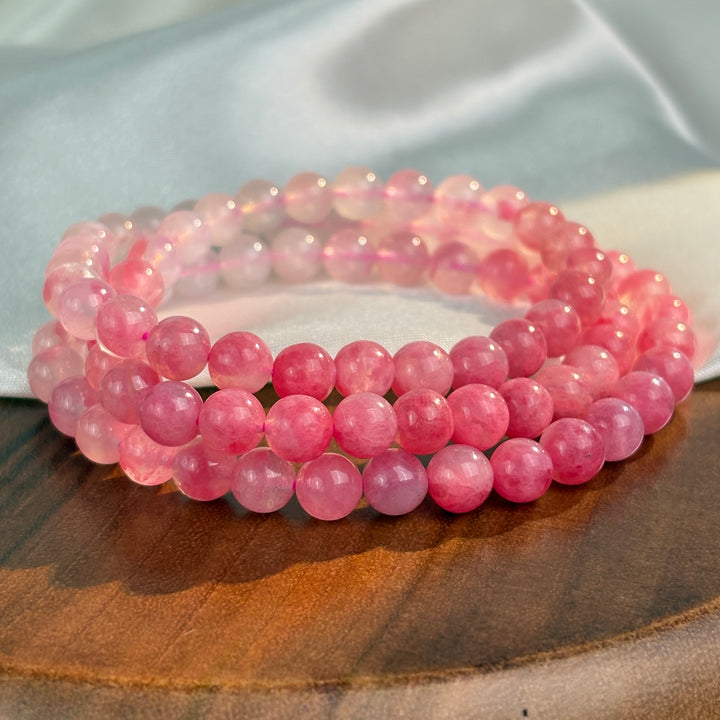 Rhodonite Triple Wrap Gradient Bracelet 6.2-6.3mm