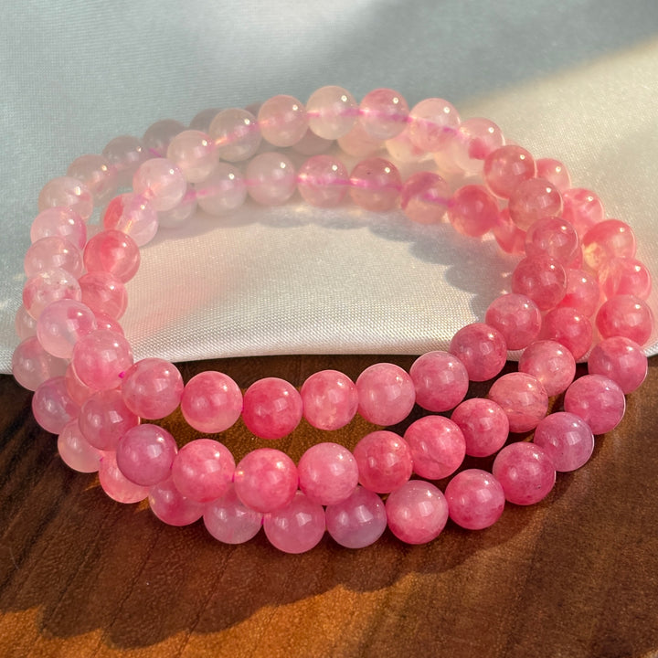 Rhodonite Triple Wrap Gradient Bracelet 6.2-6.3mm