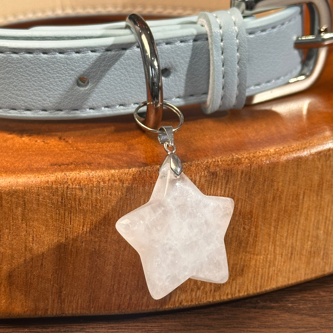 Natural Crystal Charm Dog Collar – Soft & Adjustable