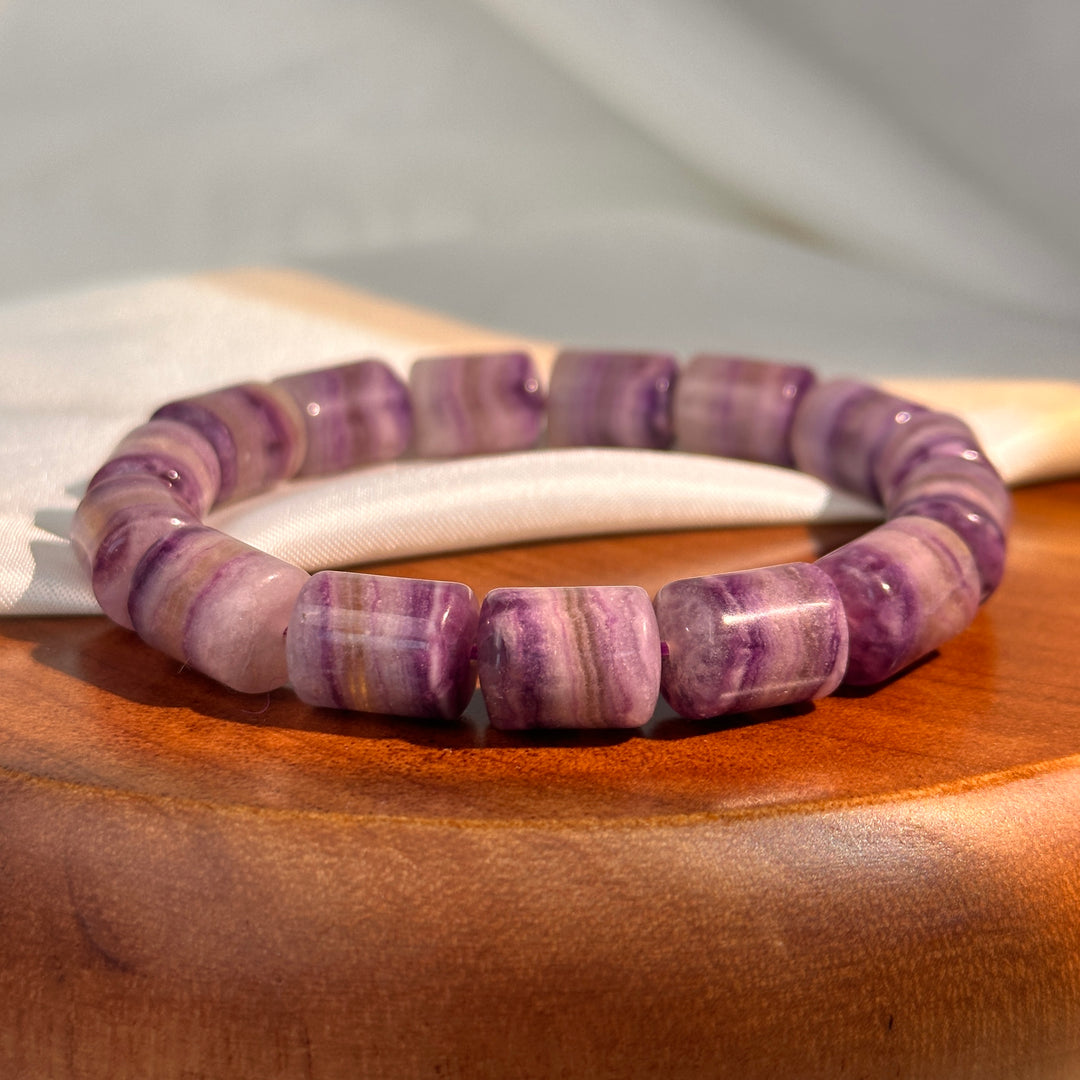 Fluorite Barrel Bead Bracelet 9.8-10.0mm
