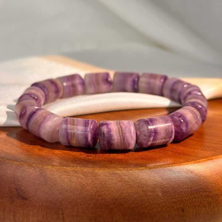 Fluorite Barrel Bead Bracelet 9.8-10.0mm