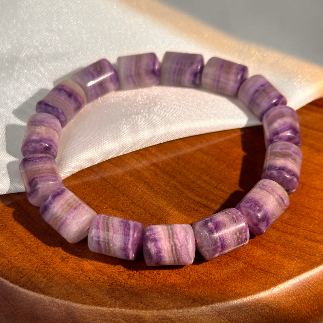 Fluorite Barrel Bead Bracelet 9.8-10.0mm