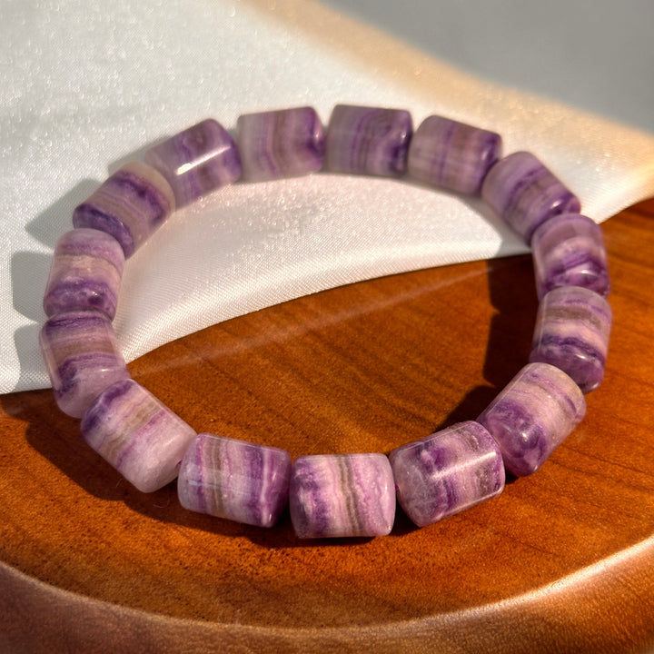 Fluorite Barrel Bead Bracelet 9.8-10.0mm