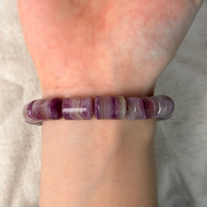 Fluorite Barrel Bead Bracelet 9.8-10.0mm