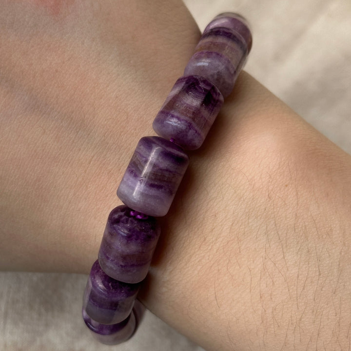 Fluorite Barrel Bead Bracelet 9.8-10.0mm