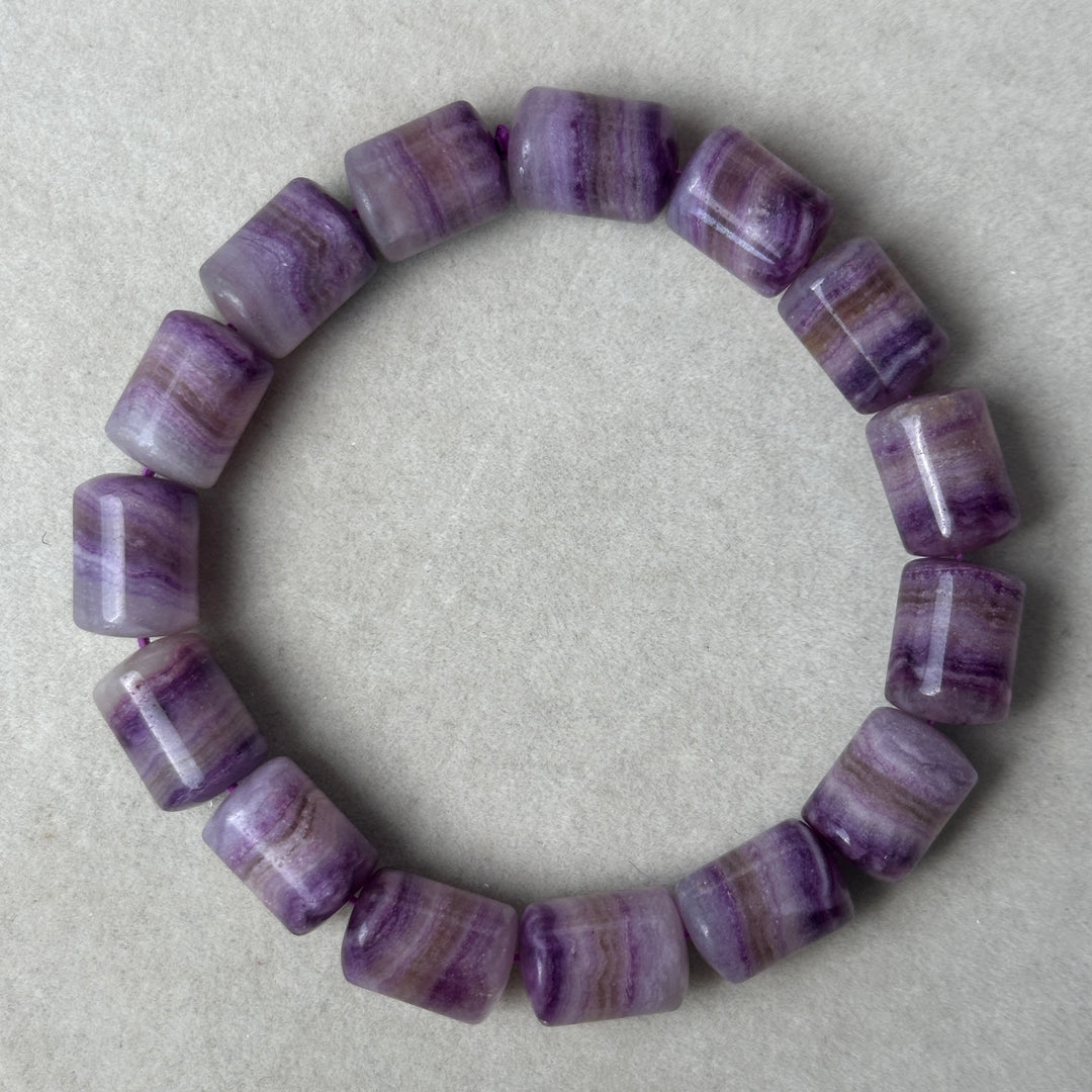 Fluorite Barrel Bead Bracelet 9.8-10.0mm