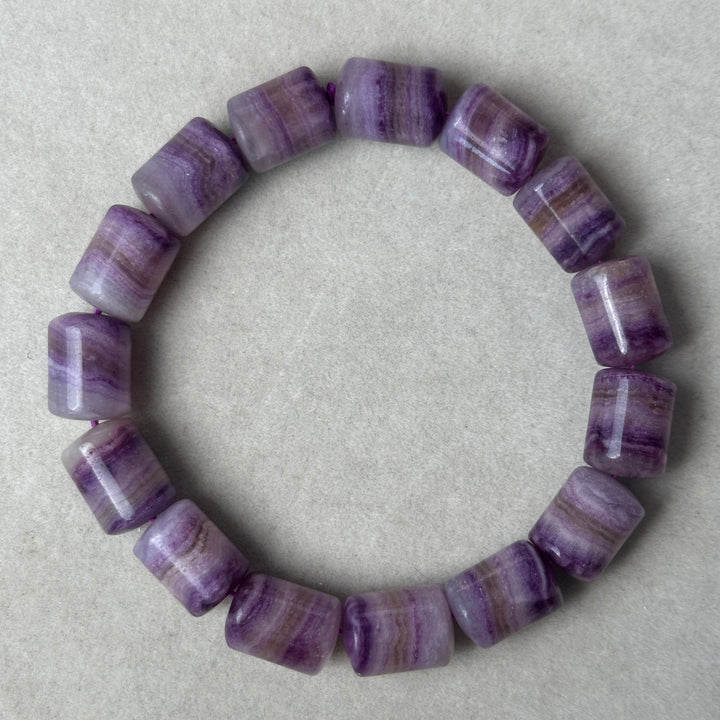 Fluorite Barrel Bead Bracelet 9.8-10.0mm