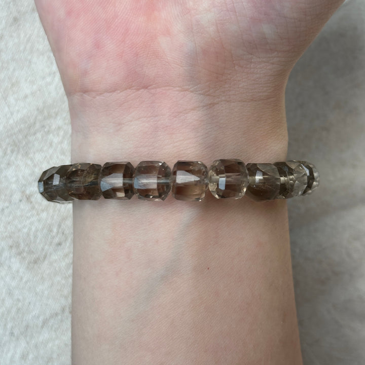 Smoky Quartz Faceted Bracelet 8.5-8.9mm