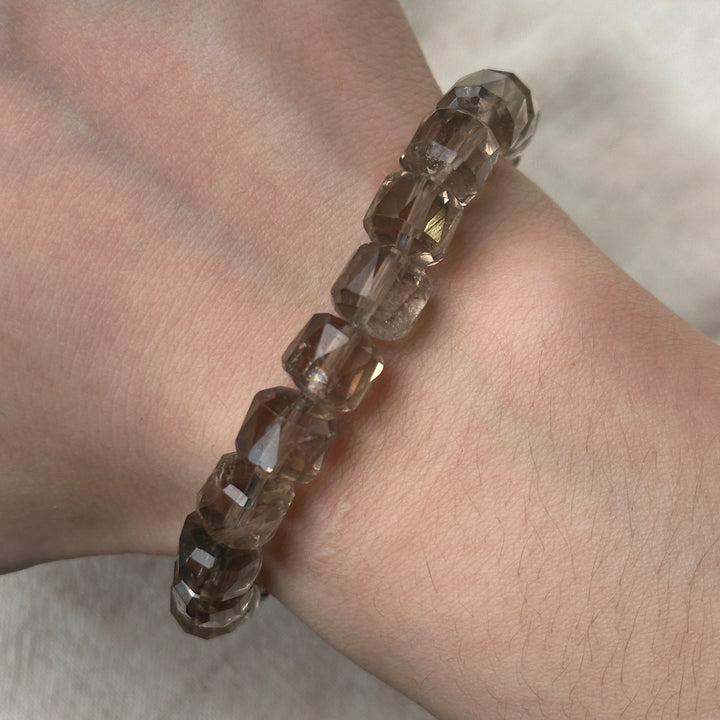 Smoky Quartz Faceted Bracelet 8.5-8.9mm