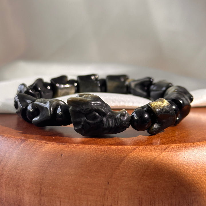Golden Obsidian Dragon Bracelet 10.4-13.5mm