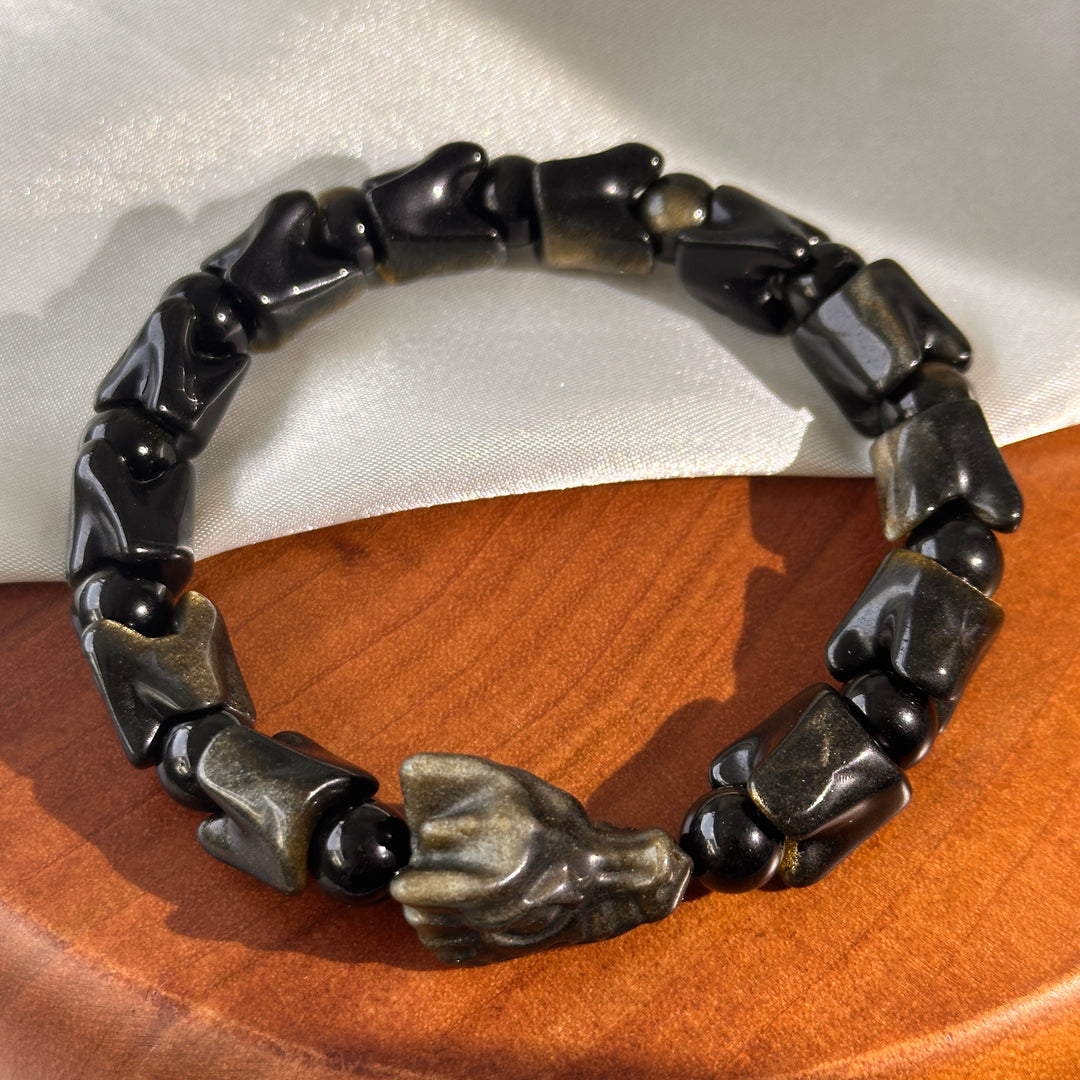 Golden Obsidian Dragon Bracelet 10.4-13.5mm