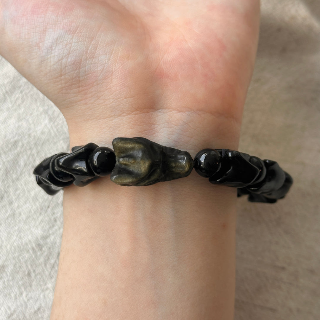 Golden Obsidian Dragon Bracelet 10.4-13.5mm