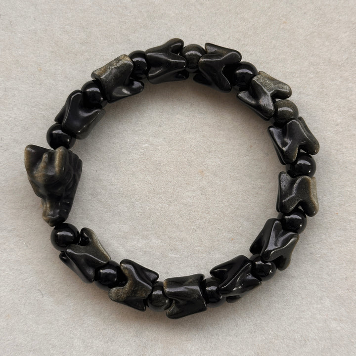 Golden Obsidian Dragon Bracelet 10.4-13.5mm
