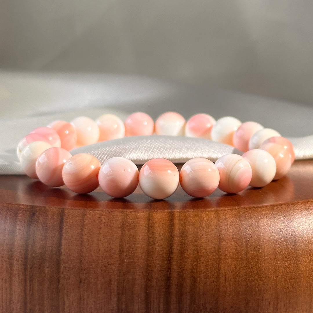 Queen Conch Shell Bead Bracelet 9.3-9.7mm