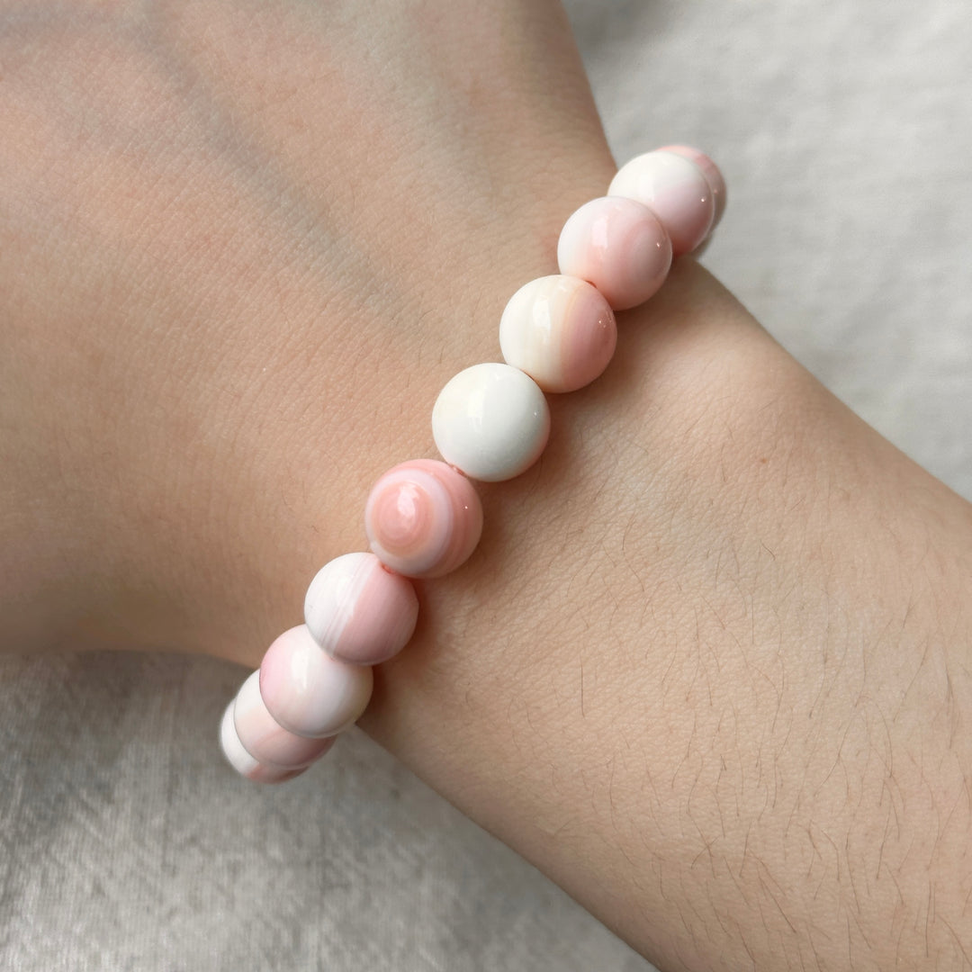 Queen Conch Shell Bead Bracelet 9.3-9.7mm