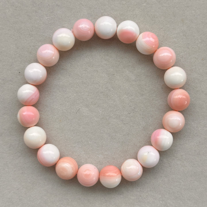 Queen Conch Shell Bead Bracelet 9.3-9.7mm