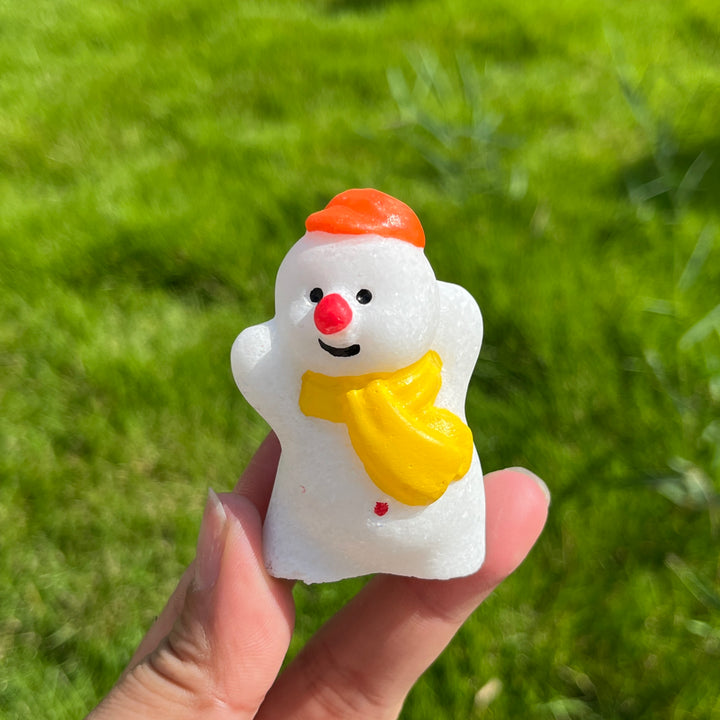 Natural White Jade Cute Snowman