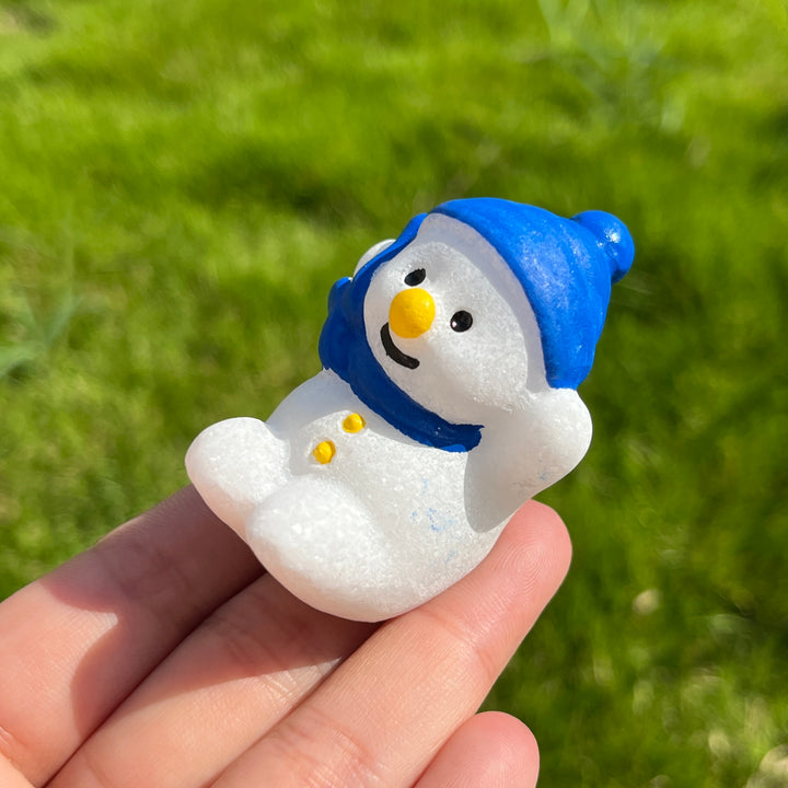 Natural White Jade Cute Snowman