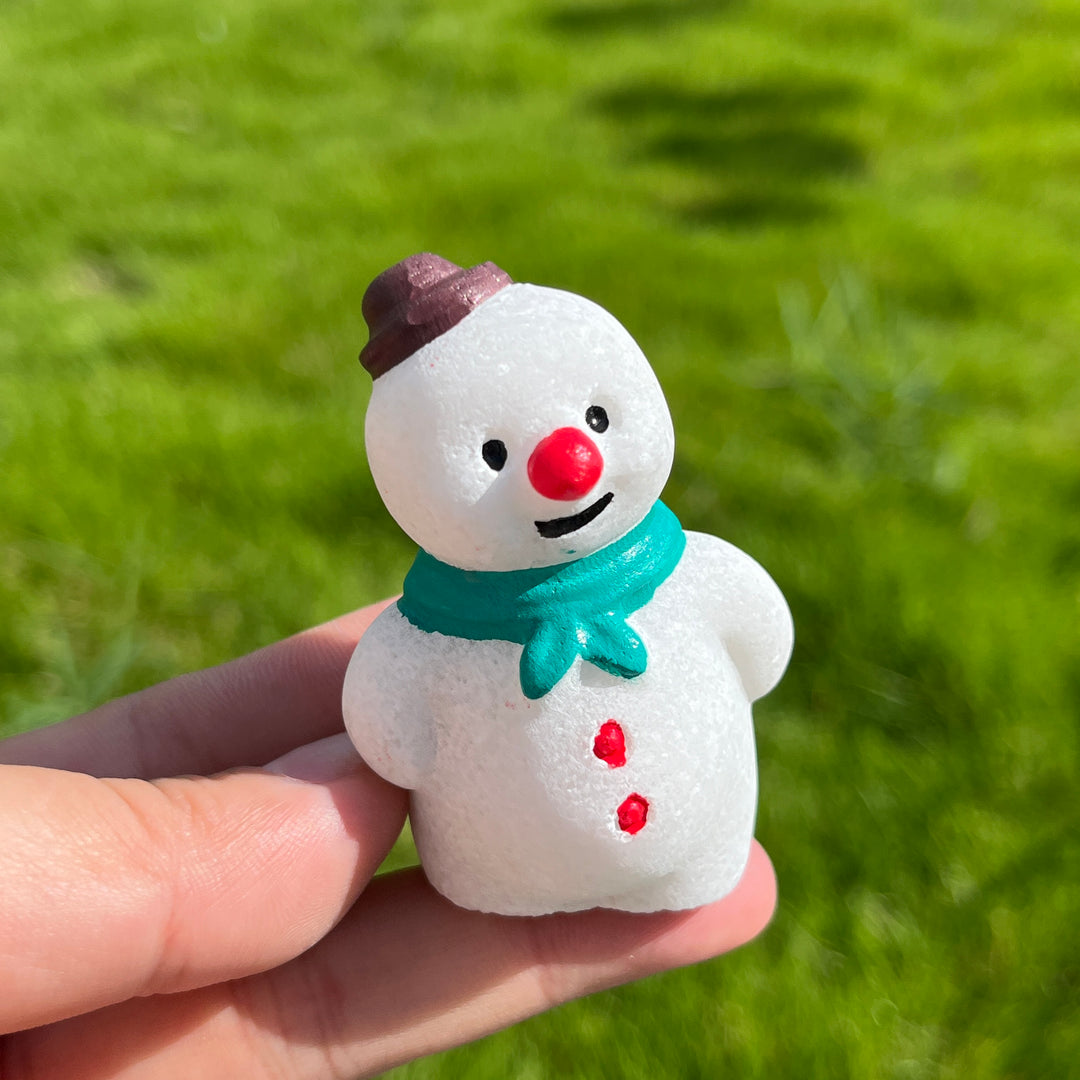 Natural White Jade Cute Snowman