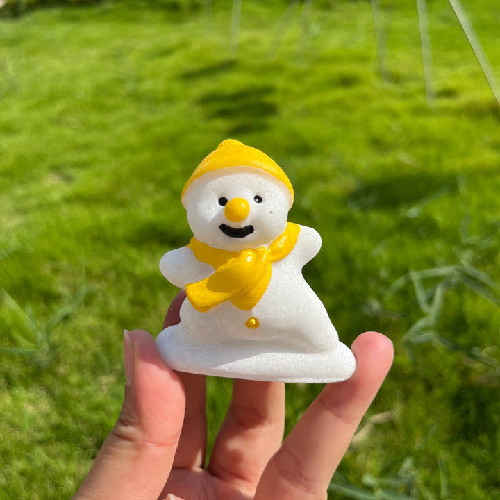Natural White Jade Cute Snowman