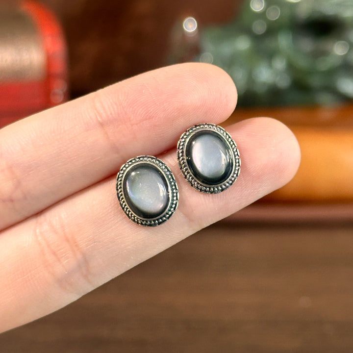 Black Shell Stud Earrings
