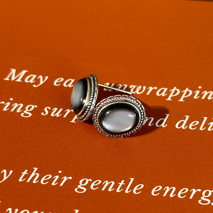 Black Shell Stud Earrings