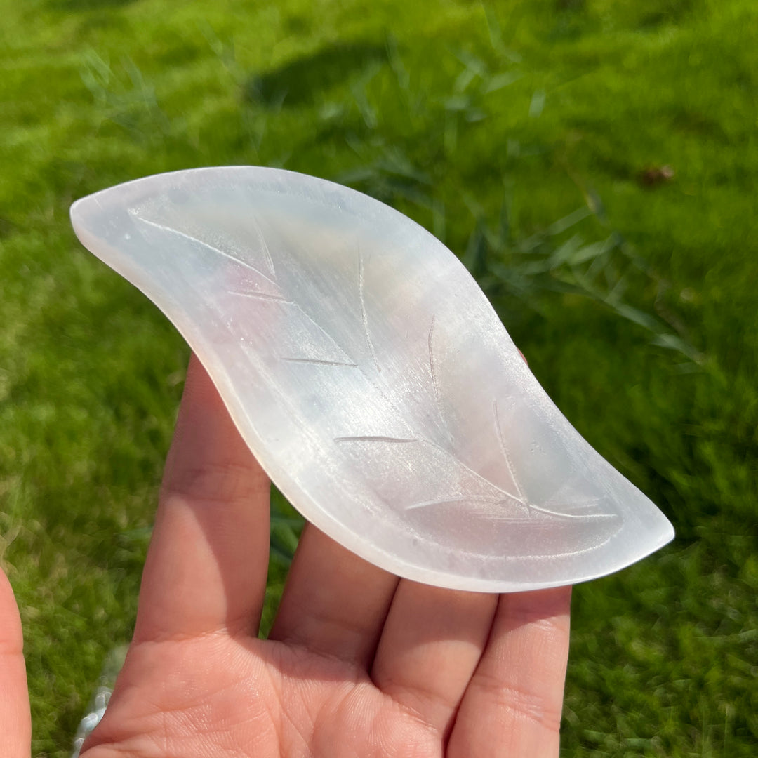 Selenite Leaf Bowl
