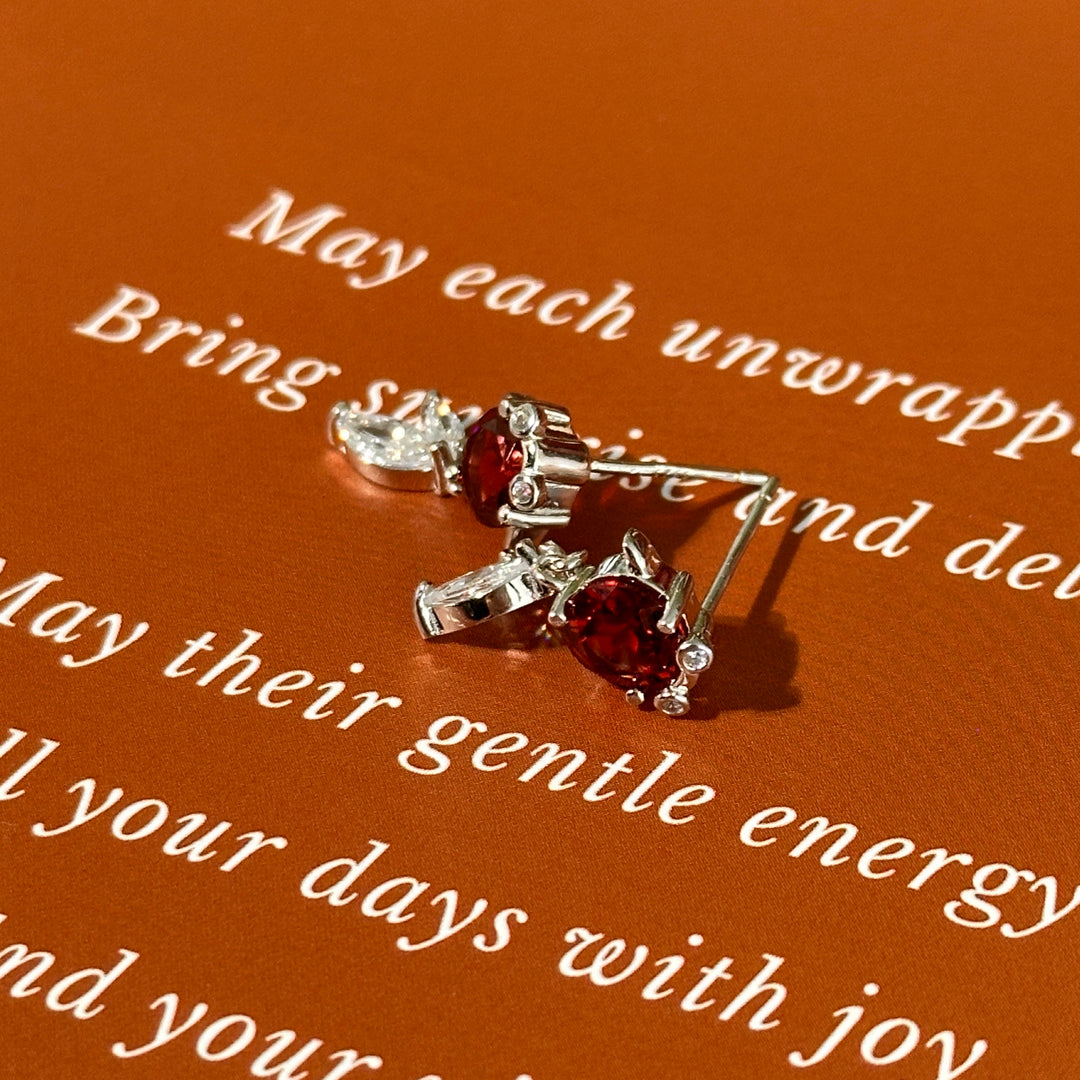 Red Garnet Stud Earrings