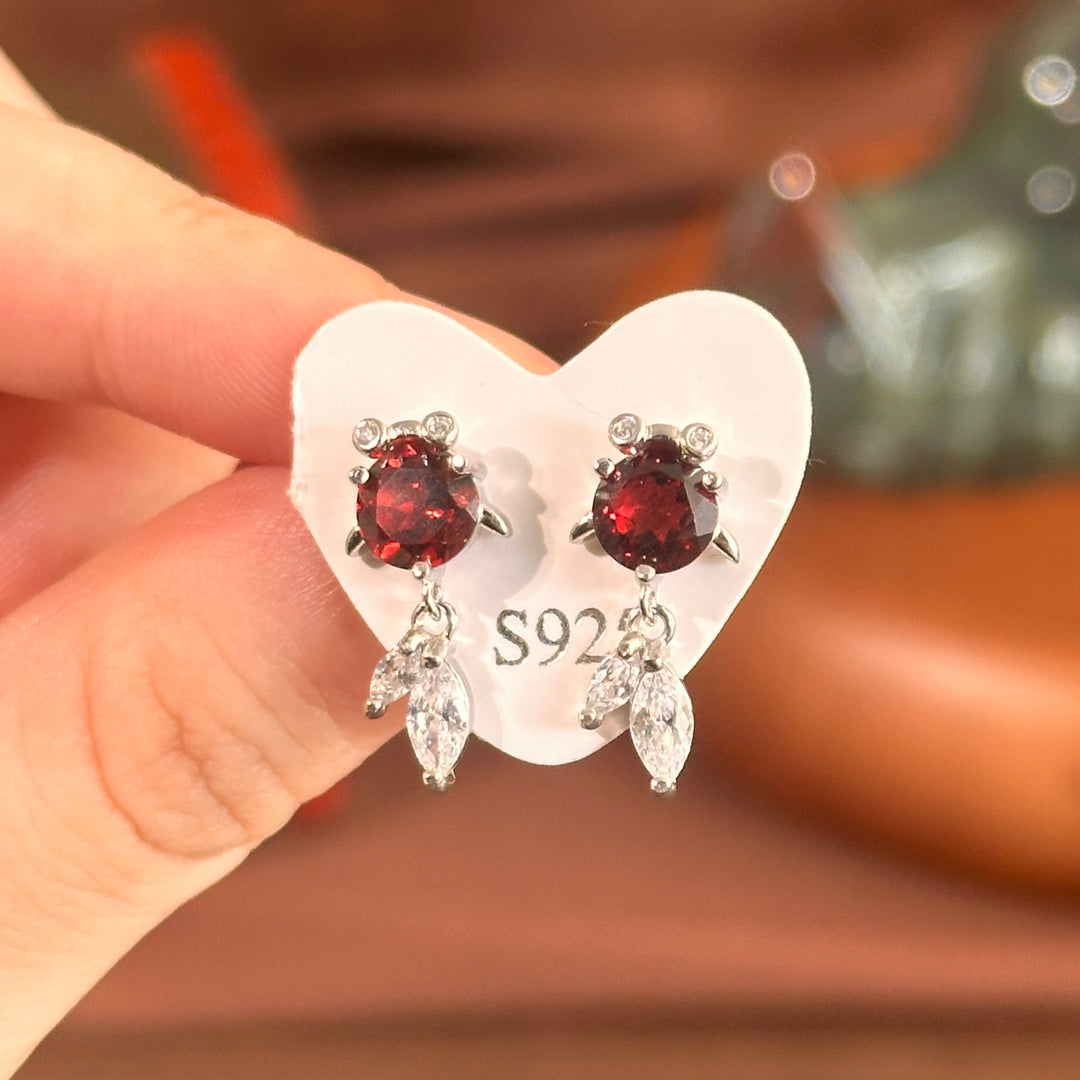 Red Garnet Stud Earrings