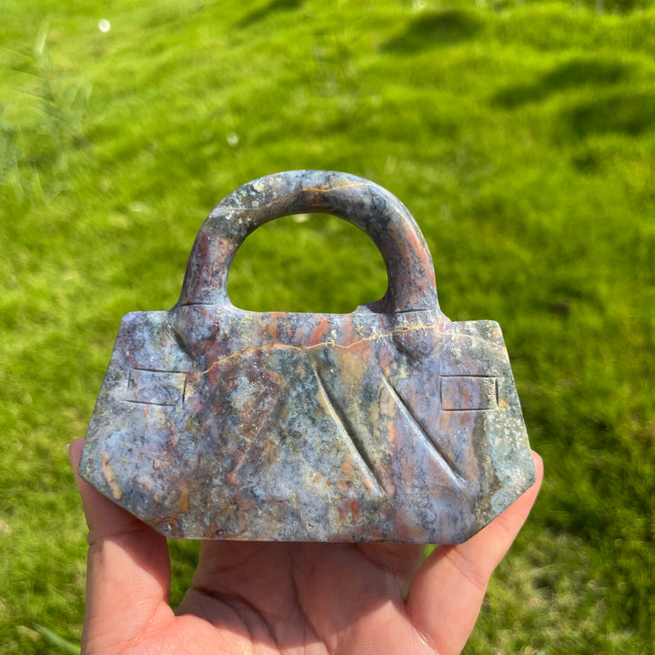 Moss Agate Carving Handbag