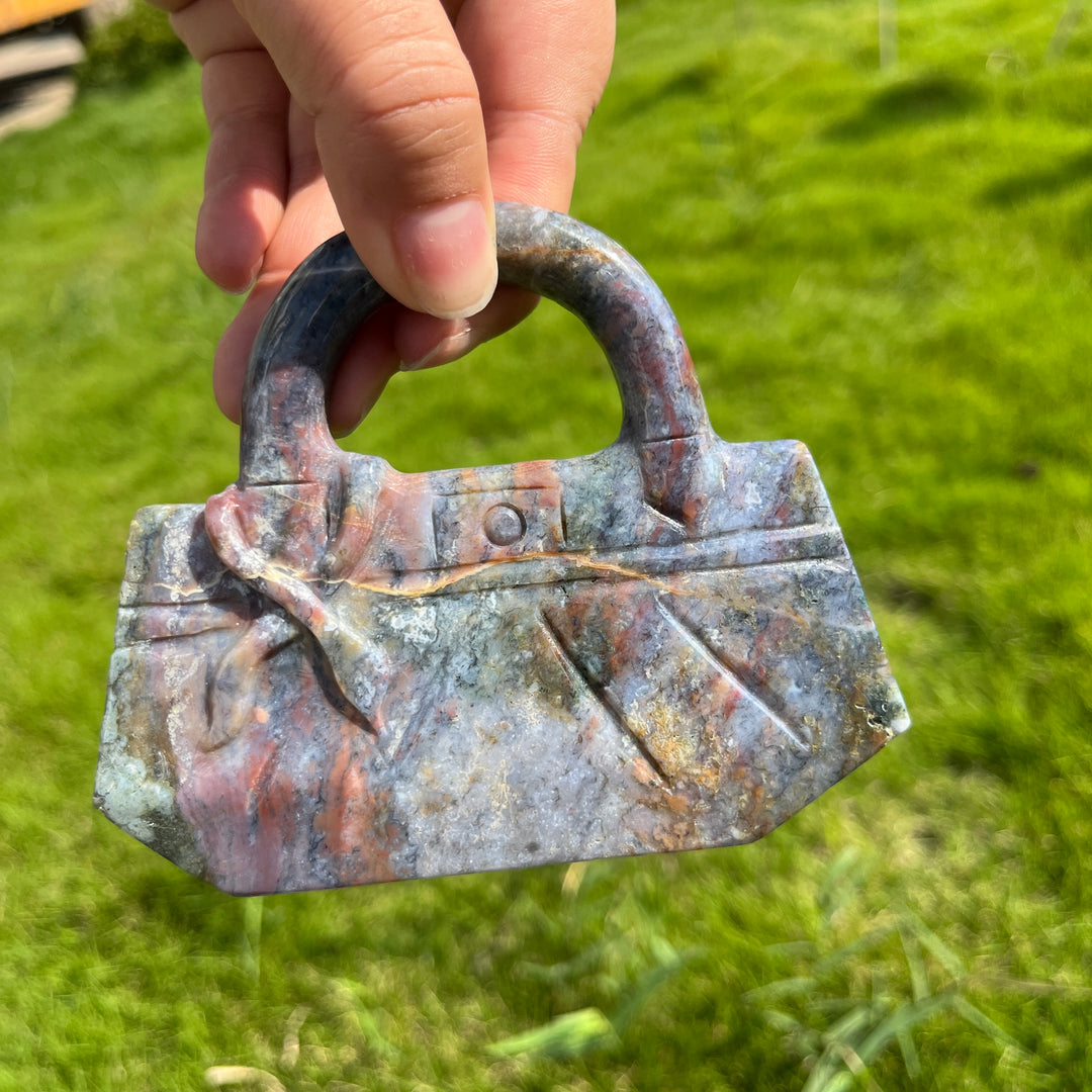 Moss Agate Carving Handbag