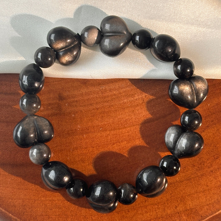 Silver Obsidian Heart Bracelet 12.8-13.0mm