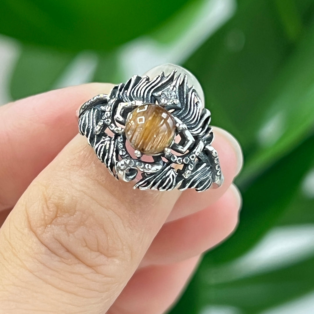 Rutilated Quartz Ring, S925