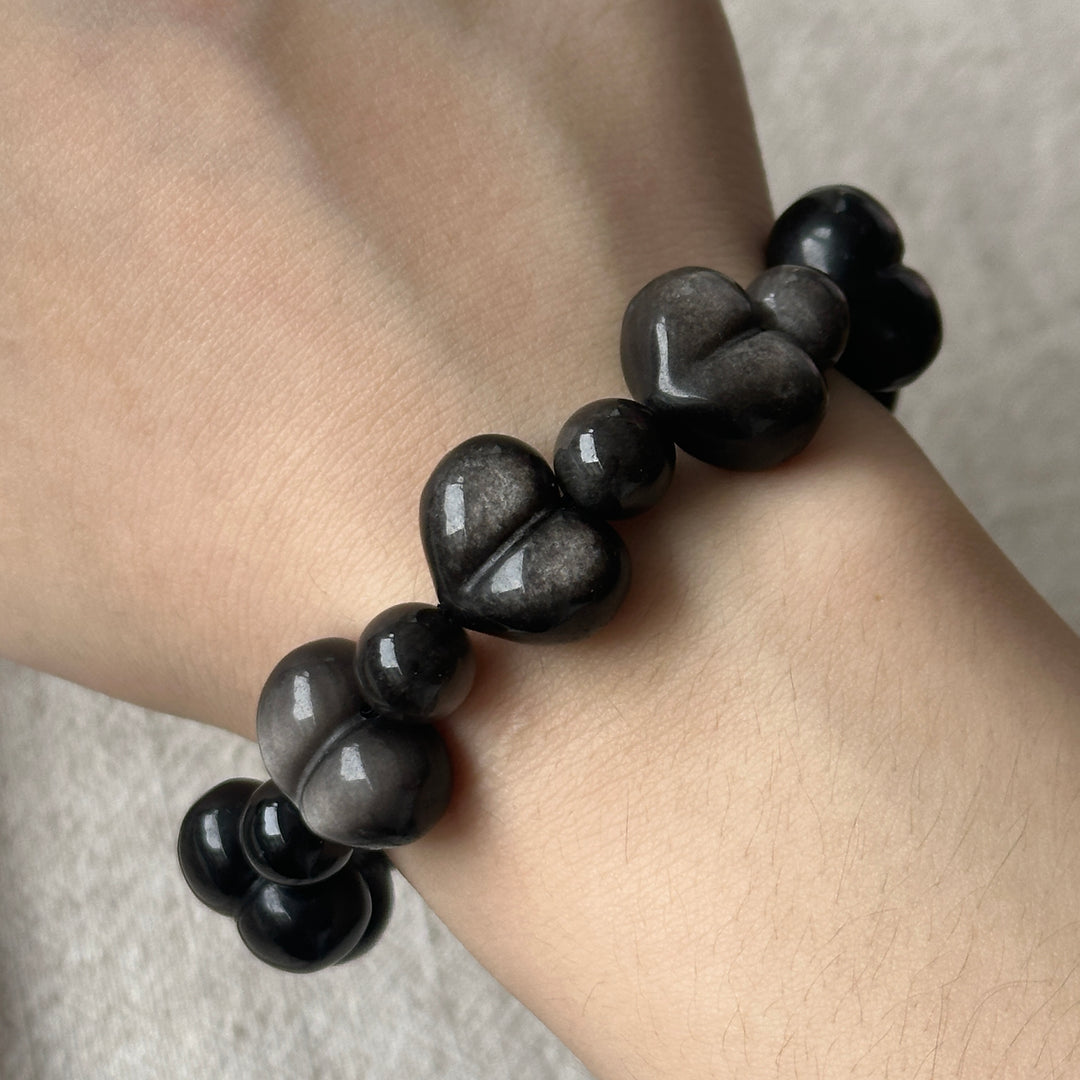 Silver Obsidian Heart Bracelet 12.8-13.0mm