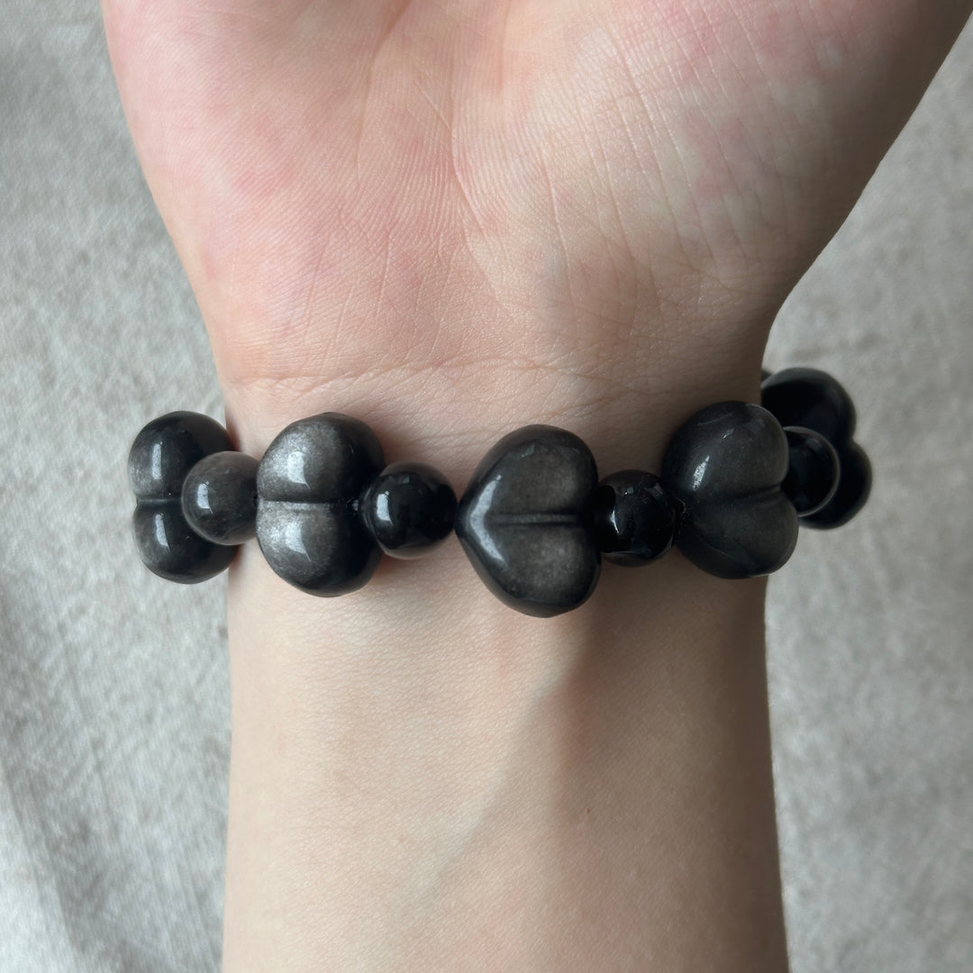 Silver Obsidian Heart Bracelet 12.8-13.0mm