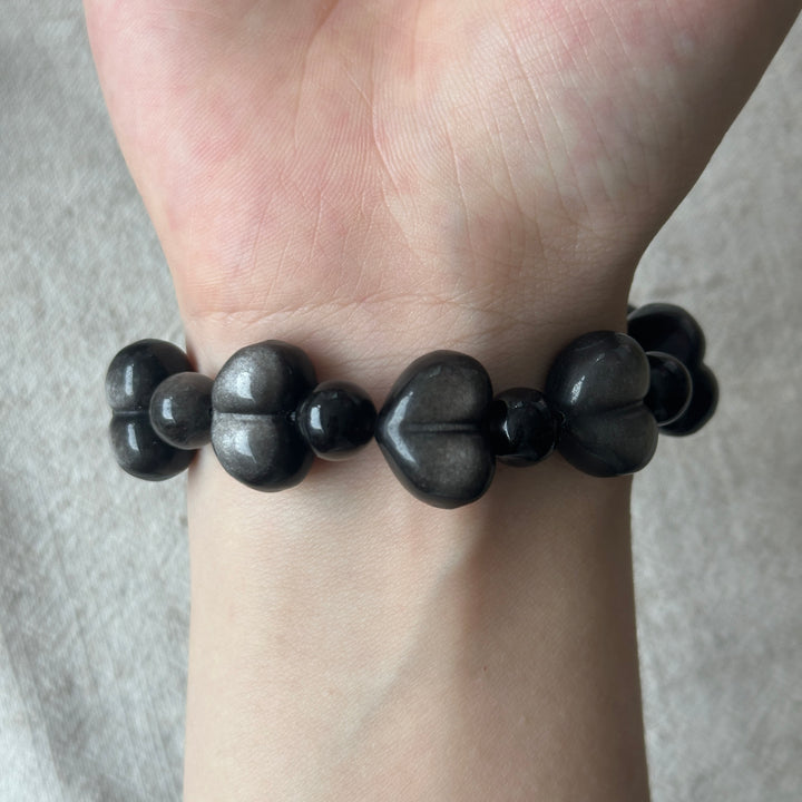 Silver Obsidian Heart Bracelet 12.8-13.0mm