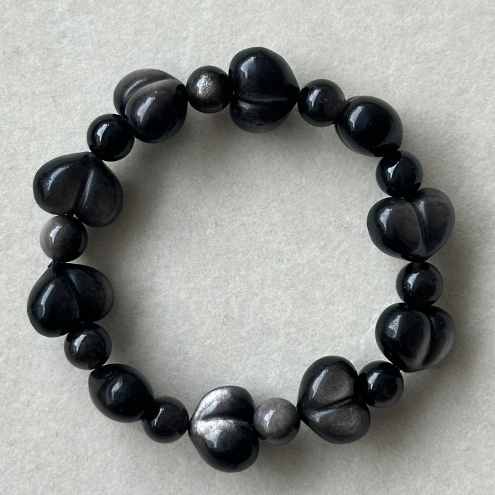 Silver Obsidian Heart Bracelet 12.8-13.0mm