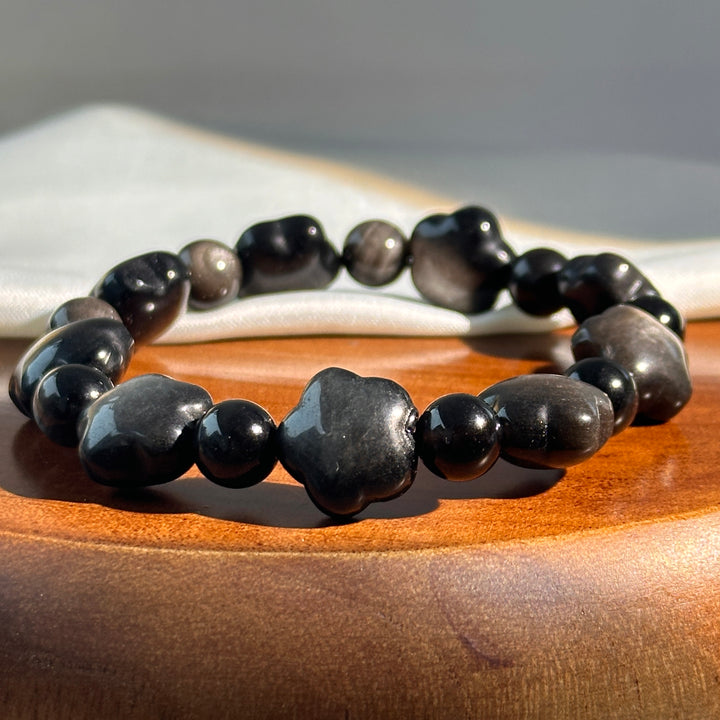 Silver Obsidian Star Bracelet 13.7-14.0mm