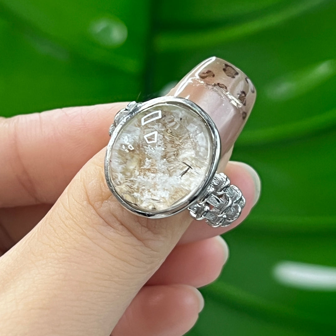 High Quality,White Garden Quartz Ring, S925