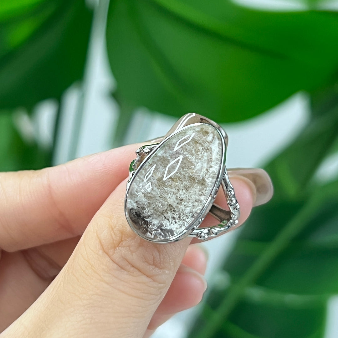 High Quality,White Garden Quartz Ring, S925